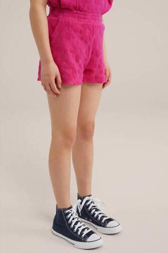 WE Fashion gebloemde sweatshort intense pink Korte broek Roze Meisjes Katoen 158 164 - Foto 2