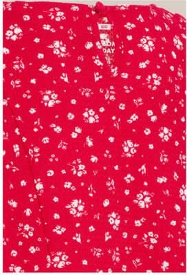 WE Fashion gebloemde top rood wit Meisjes Polyester Ronde hals Bloemen 146 152