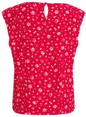 WE Fashion gebloemde top rood wit Meisjes Polyester Ronde hals Bloemen 146 152 - Foto 3