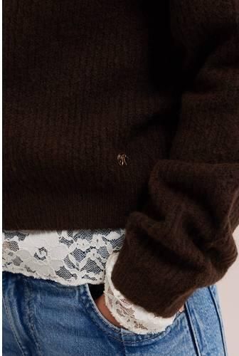 WE Fashion gebreid vest met wol donkerbruin Meisjes Polyester Ronde hals - Foto 2