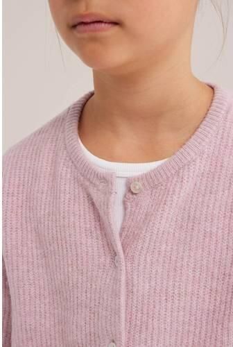 WE Fashion gebreid vest met wol lichtroze Meisjes Polyester Ronde hals - Foto 2