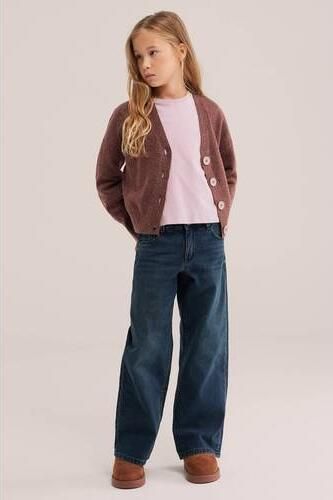 WE Fashion gebreid vest met wol roze Meisjes Polyester V-hals Effen - Foto 2