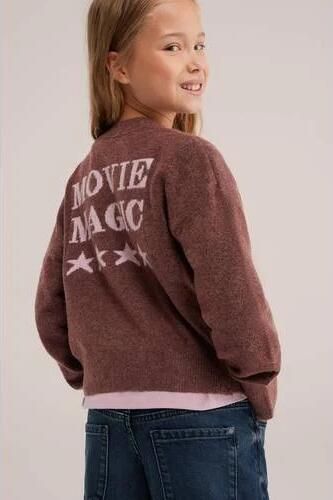 WE Fashion gebreid vest met wol roze Meisjes Polyester V-hals Effen - Foto 3