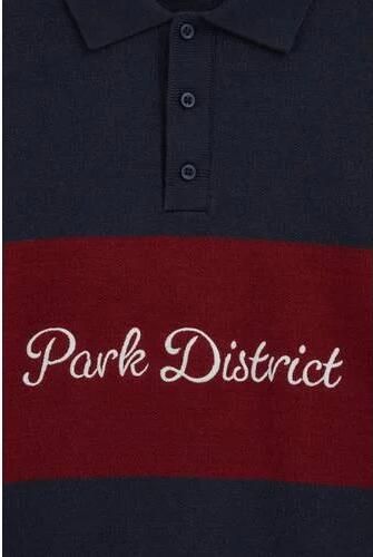 WE Fashion gebreide gestreepte sweater met borduursels en tekst donkerblauw Trui Jongens Viscose Polokraag - Foto 3