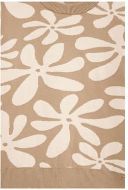 WE Fashion gebreide trui beige Meisjes Viscose Ronde hals Bloemen 146 152