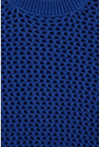 WE Fashion gebreide trui marineblauw Meisjes Katoen Ronde hals Effen - Foto 4