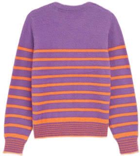 WE Fashion gebreide trui paars Meisjes Acryl Ronde hals Streep 110 116