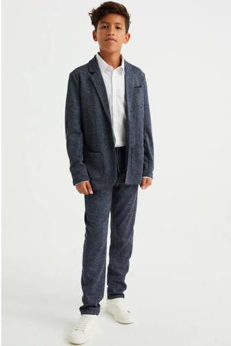 WE Fashion gemêleerd colbert donkerblauw melange Jongens Sweat Reverskraag 122 128 - Foto 2