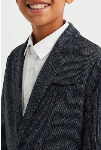 WE Fashion gemêleerd colbert donkerblauw melange Jongens Sweat Reverskraag 122 128 - Foto 3