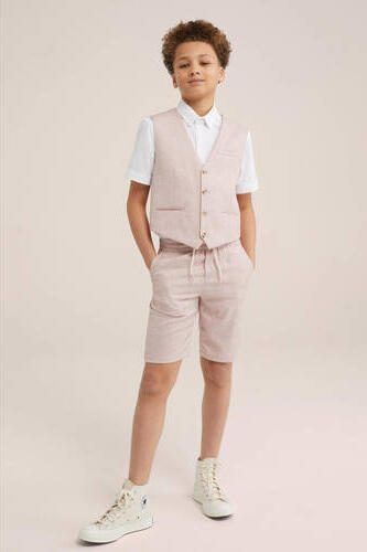 WE Fashion gemêleerd gilet lichtroze Jongens Polyester V-hals Melée 110 116 - Foto 3