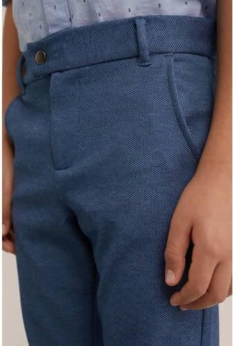 WE Fashion gemêleerde slim fit broek blauw Jongens Polyester Melée 110 - Foto 2