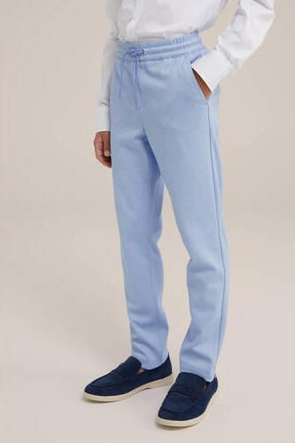 WE Fashion gemêleerde slim fit broek lichtblauw Jongens Polyester Melée 104