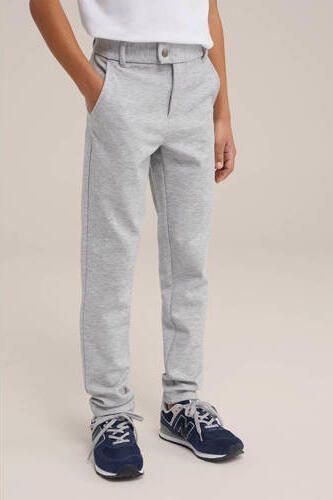WE Fashion gemêleerde slim fit broek lichtgrijs Jongens Polyester Melée 104 - Foto 3