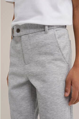 WE Fashion gemêleerde slim fit broek lichtgrijs Jongens Polyester Melée 104 - Foto 2