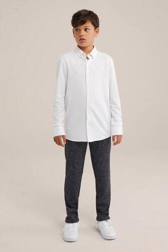 WE Fashion gemêleerde slim fit broek marine blauw Jongens Polyester Melée 170 - Foto 2