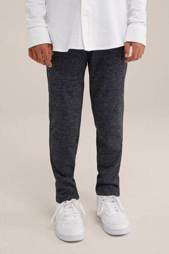 WE Fashion gemêleerde slim fit broek marine blauw Jongens Polyester Melée 170 - Foto 3
