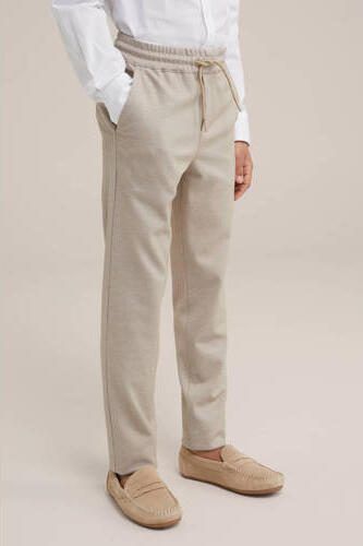 WE Fashion gemêleerde slim fit broek zand Beige Jongens Polyester Melée 110 - Foto 2