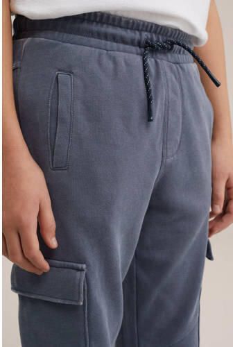 WE Fashion gemêleerde slim fit joggingbroek blauw Jongens Katoen Melée 104 - Foto 2