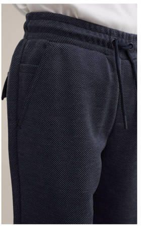 WE Fashion gemêleerde slim fit joggingbroek donkerblauw Jongens Polyester 146 - Foto 2