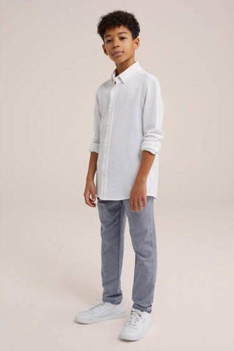 WE Fashion gemêleerde tapered fit broek grijs Jongens Stretchkatoen Melée 110 - Foto 3