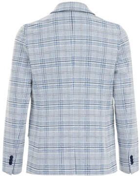 WE Fashion geruit colbert lichtblauw Jongens Polyester Smokingkraag Ruit 110 116