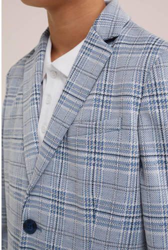 WE Fashion geruit colbert lichtblauw Jongens Polyester Smokingkraag Ruit 110 116 - Foto 2