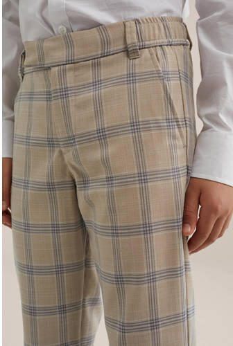 WE Fashion geruite slim fit broek beige Jongens Polyester Ruit 104 - Foto 2