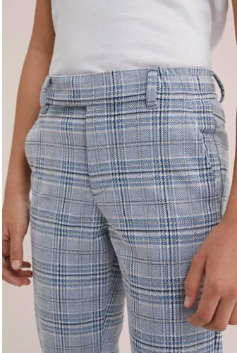 WE Fashion geruite slim fit broek lichtblauw Jongens Polyester Ruit 104 - Foto 2