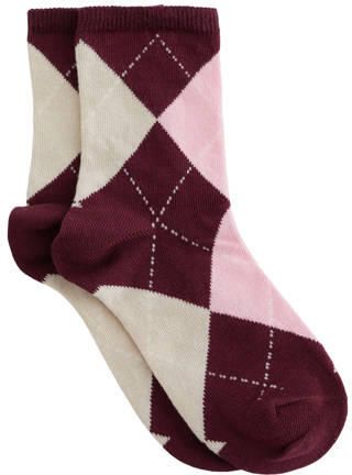 WE Fashion geruite sokken donkerrood roze ecru Meisjes Katoen Ruit