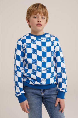 WE Fashion geruite sweater blauw wit Ruit 92 | Sweater van - Foto 1