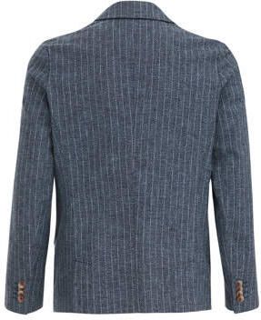 WE Fashion gestreept colbert donkerblauw Jongens Linnen Reverskraag Streep 122 128