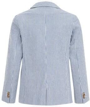 WE Fashion gestreept colbert navy wit Blauw Jongens Katoen Smokingkraag 110 116