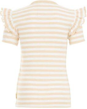 WE Fashion gestreept T-shirt beige Meisjes Katoen Ronde hals Streep 110 116 - Foto 3