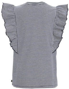 WE Fashion gestreept T-shirt donkerblauw wit Top Meisjes Stretchkatoen Ronde hals 170 176 - Foto 1
