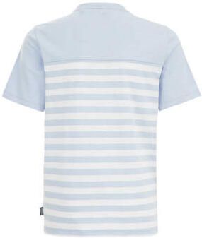 WE Fashion gestreept T-shirt lichtblauw Jongens Katoen Ronde hals Streep 110 116