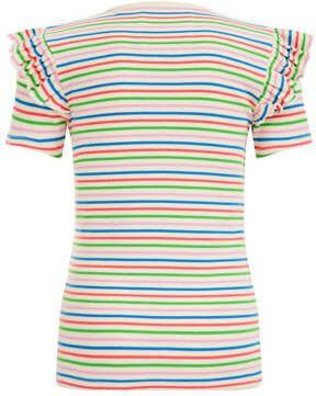 WE Fashion gestreept T-shirt met katoen groen roze wit Streep 110 116 - Foto 3
