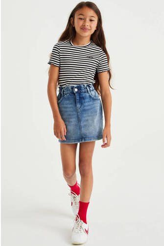 WE Fashion gestreept T-shirt zwart wit Meisjes Stretchkatoen Ronde hals 110 116 - Foto 2