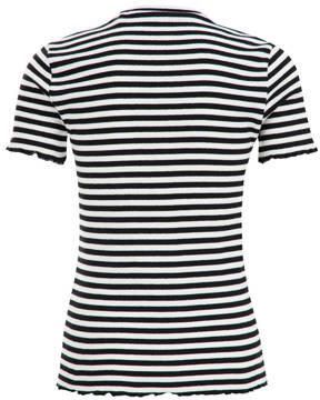WE Fashion gestreept T-shirt zwart wit Meisjes Stretchkatoen Ronde hals 110 116 - Foto 4