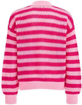 WE Fashion gestreept vest lichtroze donkerroze Meisjes Katoen V-hals Streep 110 116 - Foto 3