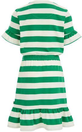 WE Fashion gestreepte jurk groen wit Meisjes Katoen Ronde hals Streep 110 116 - Foto 3