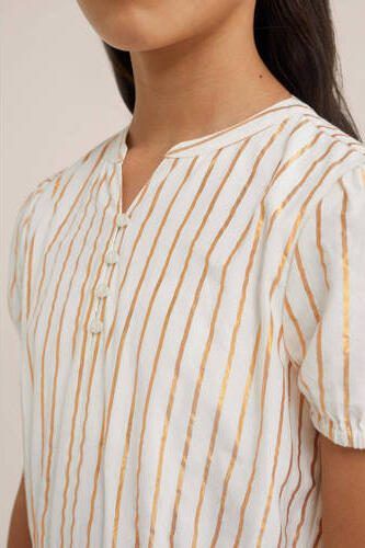 WE Fashion gestreepte jurk wit Meisjes Katoen V-hals Streep 110 116 - Foto 3