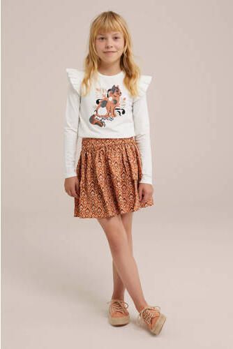 WE Fashion gestreepte longsleeve blanc Wit Meisjes Stretchkatoen Ronde hals 110 116