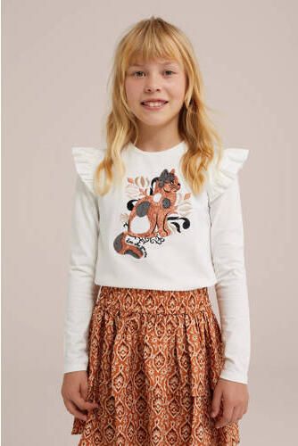 WE Fashion gestreepte longsleeve blanc Wit Meisjes Stretchkatoen Ronde hals 110 116 - Foto 3
