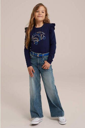 WE Fashion gestreepte longsleeve blue nights Blauw Meisjes Stretchkatoen Ronde hals 110 116 - Foto 2