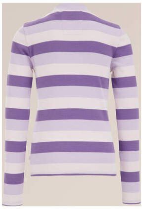 WE Fashion gestreepte longsleeve groen Meisjes Katoen Opstaande kraag Streep 110 116 - Foto 3