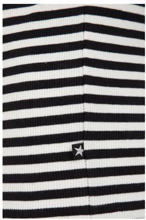 WE Fashion gestreepte longsleeve roze wit Zwart Meisjes Stretchkatoen Ronde hals 122 128