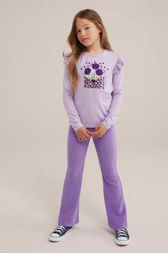 WE Fashion gestreepte longsleeve slate purple Paars Meisjes Stretchkatoen Ronde hals 146 152 - Foto 2