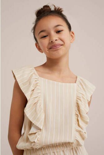WE Fashion gestreepte playsuit beige Meisjes Viscose Vierkante hals Streep 170 176 - Foto 2