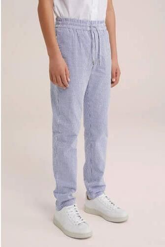 WE Fashion gestreepte slim fit broek lichtblauw Jongens Katoen Streep 110 - Foto 2