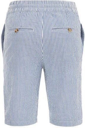 WE Fashion gestreepte slim fit casual short navy wit Korte broek Blauw Jongens Katoen 104